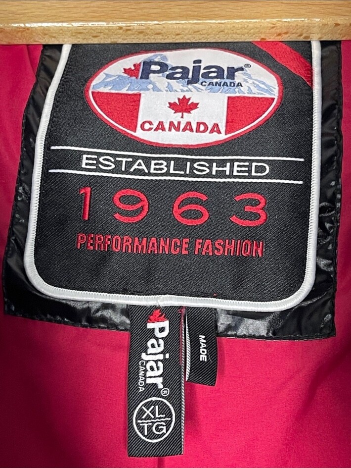 PAJAR Canada established 1963 label, hot pink lining and XL size tag